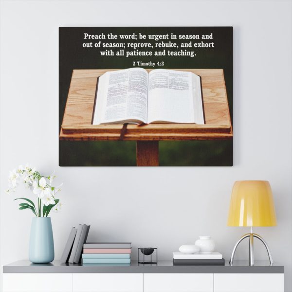 Bible Verse Canvas Preach the Word 2 Timothy 4:2 Christian Scripture Art - Image 4