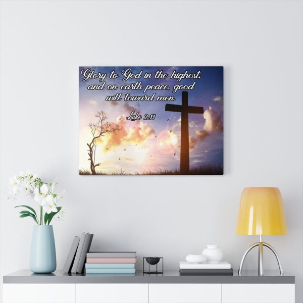 Bible Verse Canvas Glory to God Luke 2:14 Christian Scripture Ready to Hang Faith Print Framed Prints, Canvas Paintings - Image 4