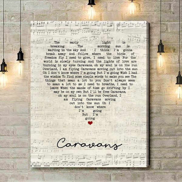 Barbara Dickson Caravans Script Heart Song Lyric Art Print - Canvas Print Wall Art Home Decor