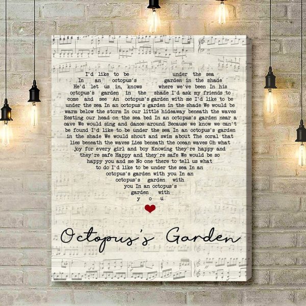 The Beatles Octopus's Garden Script Heart Song Lyric Art Print - Canvas Print Wall Art Home Decor