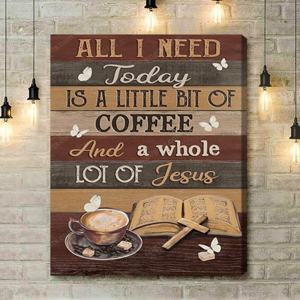 Housewarming Gifts Christian Decor All I Need Jesus Book Coffee Canvas Print Wall Art Home Decor