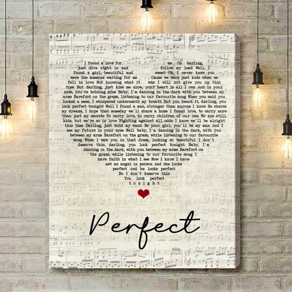 Ed Sheeran & Beyonce Perfect Script Heart Song Lyric Art Print - Canvas Print Wall Art Home Decor