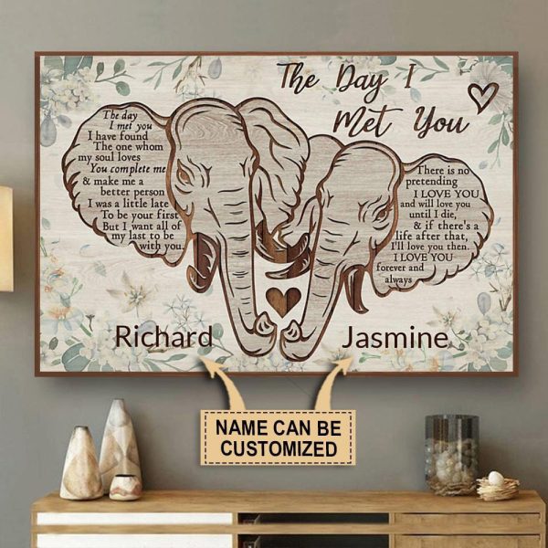 here Gifts Personalized Elephant The Day I Met You Canvas Home Decor