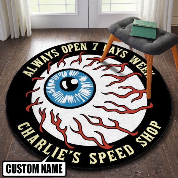 Personalized Hot Rod Eyes Round Mat Round Floor Mat Room Rugs Carpet Outdoor Rug Washable Rugs