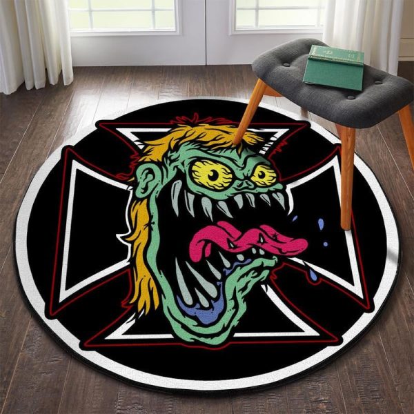 Rat Fink Hot Rod Garage Round Mat Round Floor Mat Room Rugs Carpet Outdoor Rug Washable Rugs