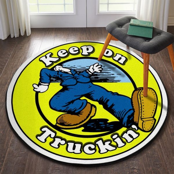 Keep On Trucking Hot Rod Round Mat Round Floor Mat Room Rugs Carpet Outdoor Rug Washable Rugs