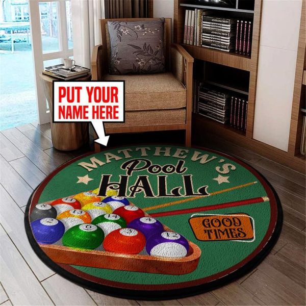 Personalized Pool Hall Living Room Round Mat Circle Rug