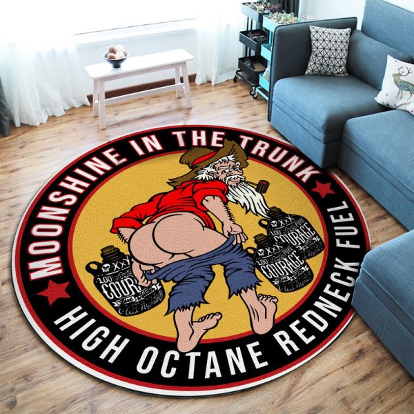 Moonshine In The Trunk Hot Rod Round Mat Round Floor Mat Room Rugs Carpet Outdoor Rug Washable Rugs - Image 2