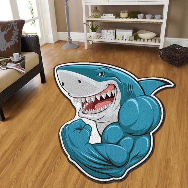 Home Gym Decor Muscle Shark Custom Shape Rug Carpet - Image 2