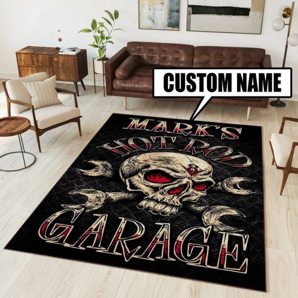 personalized hot rod garage rug 08013 Living Room Rugs, Bedroom Rugs, Kitchen Rugs - Image 2