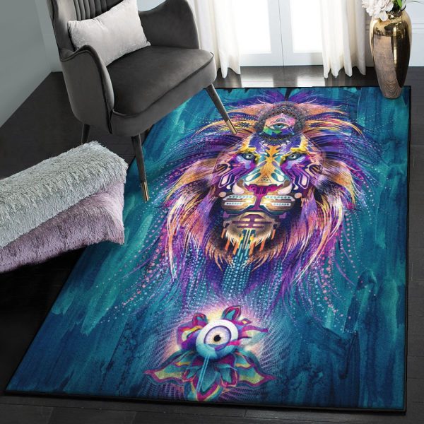 Panthera Leo Non Shedding Lion Rug Rectangle Rugs Washable Area Rug Non-Slip Carpet For Living Room Bedroom