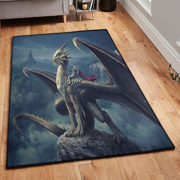 Fantasy Animal Kitchen Rugs Dragon Rug Rectangle Rugs Washable Area Rug Non-Slip Carpet For Living Room Bedroom