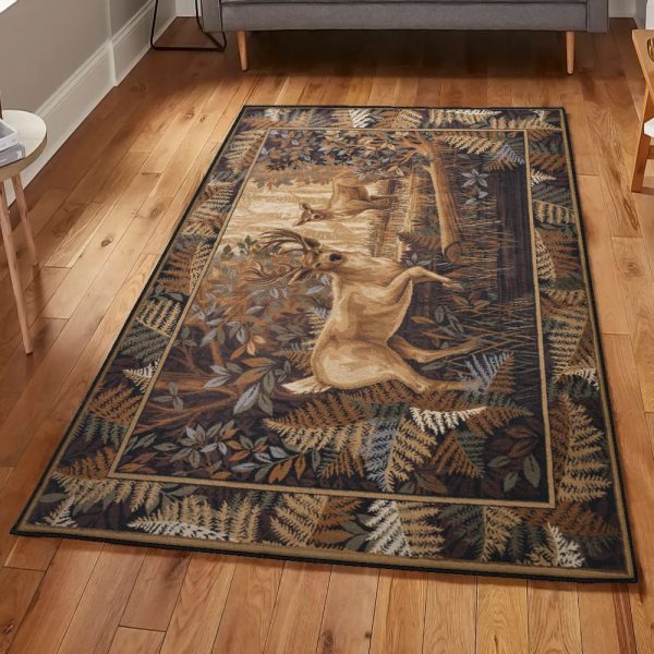 Forest Hunting Deer Forest Rug Rectangle Rugs Washable Area Rug Non-Slip Carpet For Living Room Bedroom