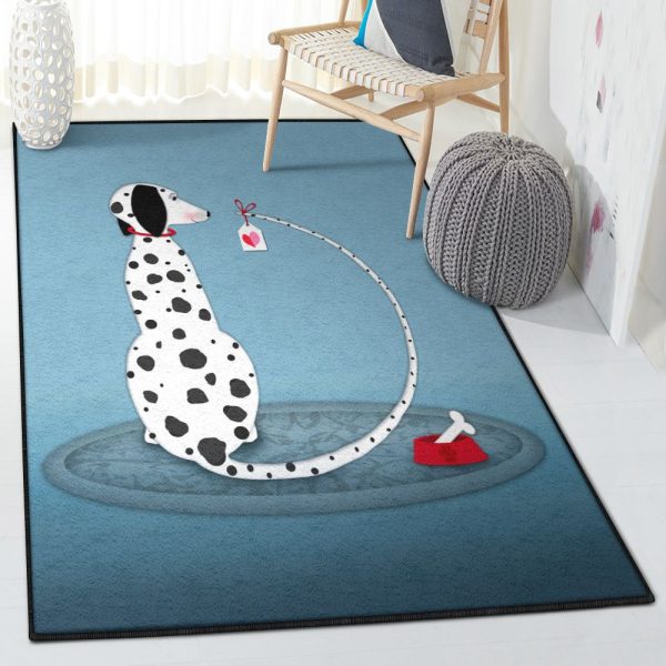 Cute Dogs Carpet Dalmatian Dog Rug Rectangle Rugs Washable Area Rug Non-Slip Carpet For Living Room Bedroom