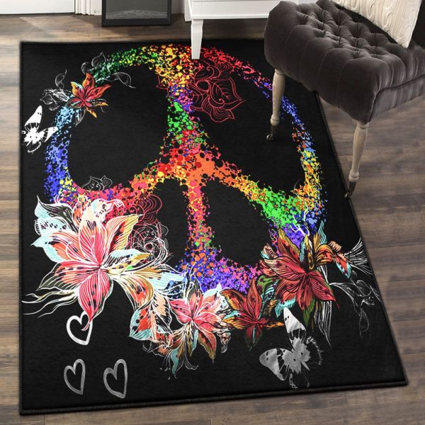 Comfort Color Modern Rugs Colorful Peace Rug Rectangle Rugs Washable Area Rug Non-Slip Carpet For Living Room Bedroom