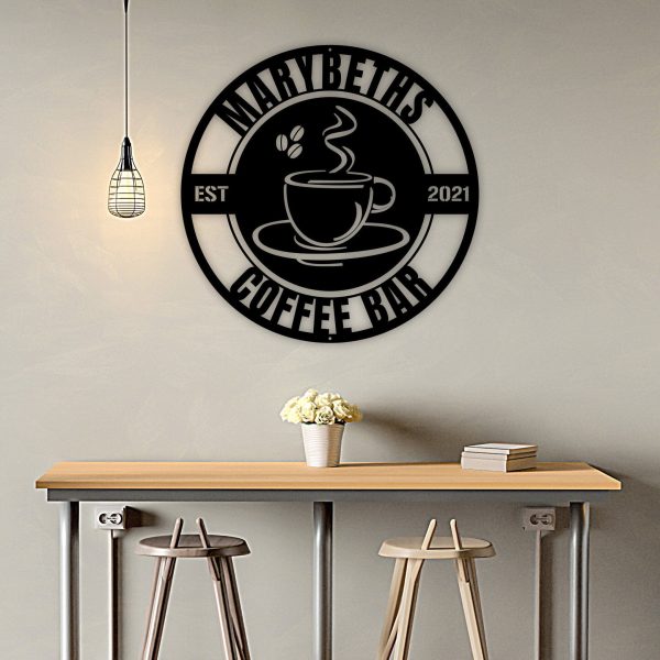 Personalized Coffee Bar Metal Sign, Coffee Bar Decor, Coffee Sign, Met - Image 2