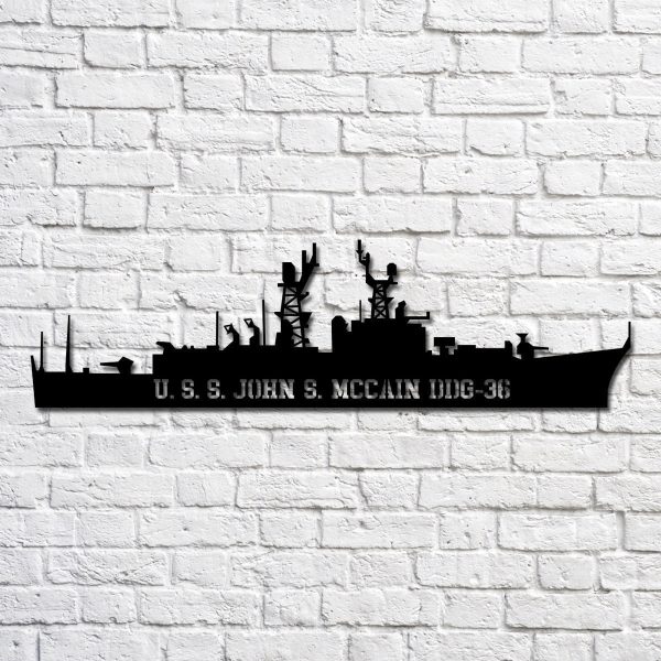 U.s.s. John S. Mccain Ddg 36 Navy Ship Metal Art, Custom Us Navy Ship