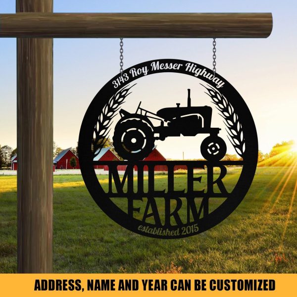 Metal Farm Sign Barn Tractor Monogram, Custom Farmhouse, Entry Road, F