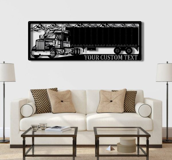 Trucking Sign Semi Truck And Trailer Picture Semi Truck Metal Wall Dec