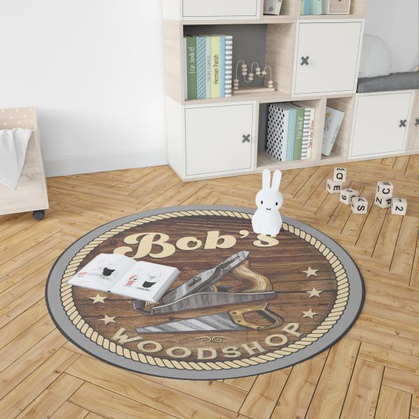 Personalized Woodshop Round Mat Round Floor Mat Room Rugs Carpet Outdoor Rug Washable Rugs - Image 3