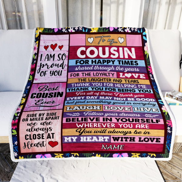 Personalized To My Cousin Blanket Wood Believe In Your Self Thank You - Image 3