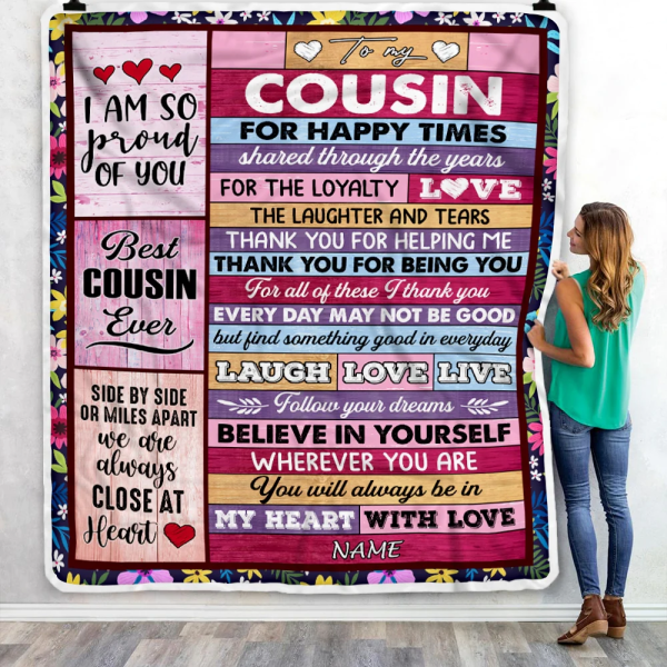 Personalized To My Cousin Blanket Wood Believe In Your Self Thank You - Image 5