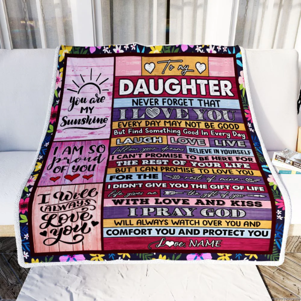 Personalized To My Daughter Blanket From Mom Dad Wood You Are My Sunsh - Image 4