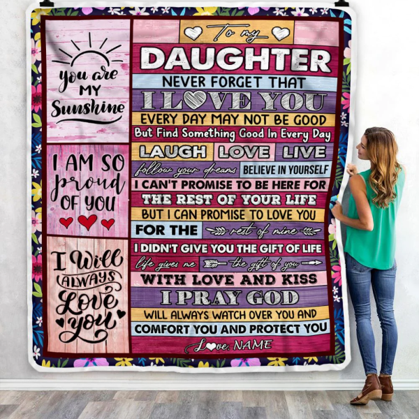 Personalized To My Daughter Blanket From Mom Dad Wood You Are My Sunsh - Image 6