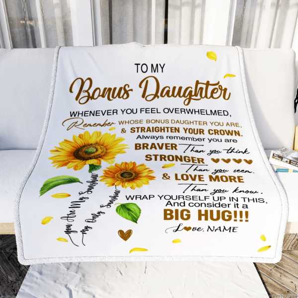 Personalized To My Bonus Daughter Blanket From Mom Whenever You Fell O - Image 3