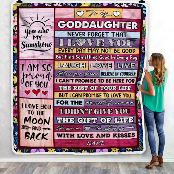 Personalized to My Goddaughter Blanket from Godmother Godfather Wood L - Image 3