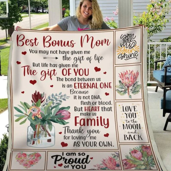 Best Bonus Mom blanket Step Mom blanket Personalized Fleece Sherpa Bla