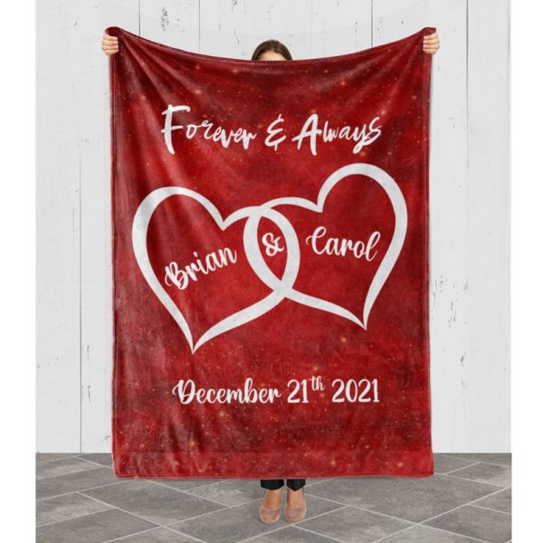 Customized Two Heart Couples Blanket, Couples Fleece Blanket Gift For - Image 5