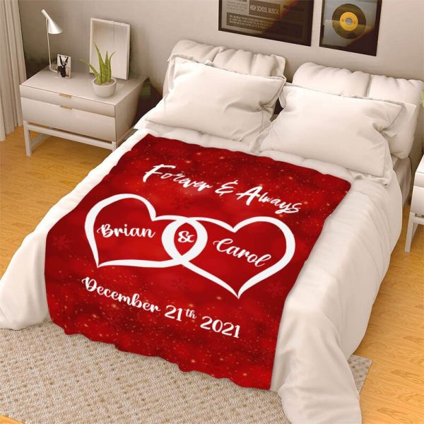 Customized Two Heart Couples Blanket, Couples Fleece Blanket Gift For - Image 7