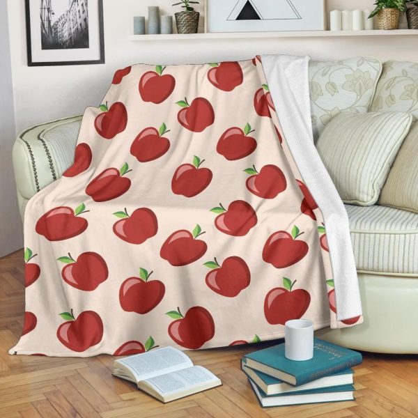 Apple Pattern Print Design Red And Pink Fleece Blanket