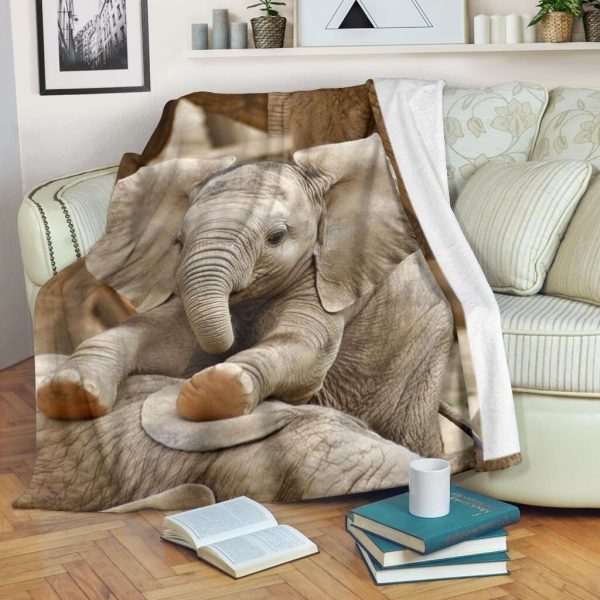 Baby Elephant Wild Life Fleece Blanket Gift Fleece Blanket