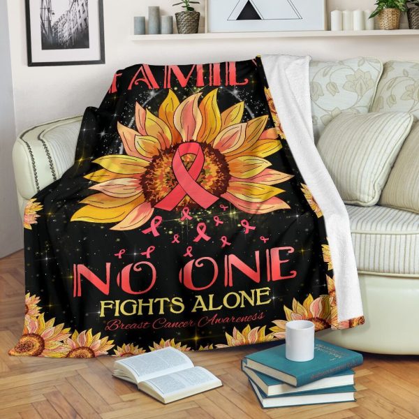 Ribbon Awareness No One Fights Alone Fleece Blanket Gift For Women Fle - Image 2