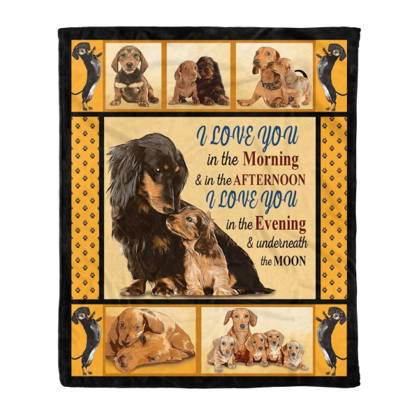 Love You Underneath The Moon Dachshund Fleece Blanket Gift For Dog Lov - Image 3