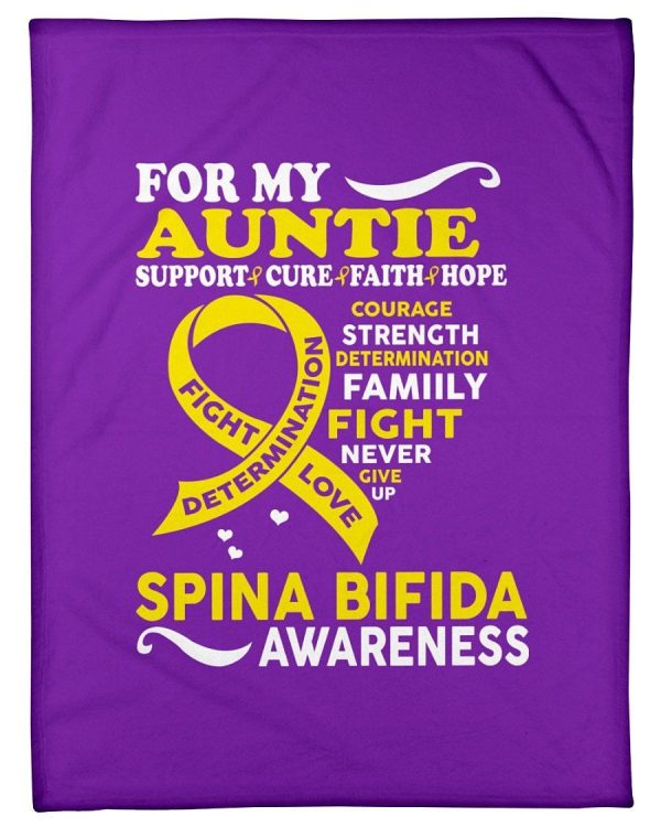 For My Auntie Support Cure Faith Hope Spina Bifida Awareness Fleece Bl - Image 3