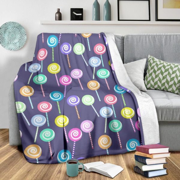 Colorful Lollipop Pattern Print Design Fleece Blanket - Image 3