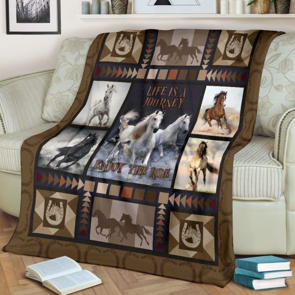 Life Is A Journey Enjoy The Ride Horse Lovers Fleece Blanket - Image 3