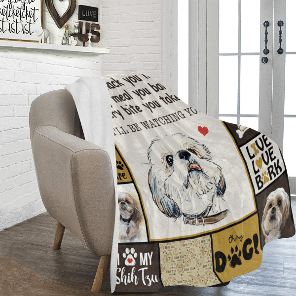 Every Snack You Make I'll Be Watching You Shih Tzu Dog Fleece Blanket - Image 4