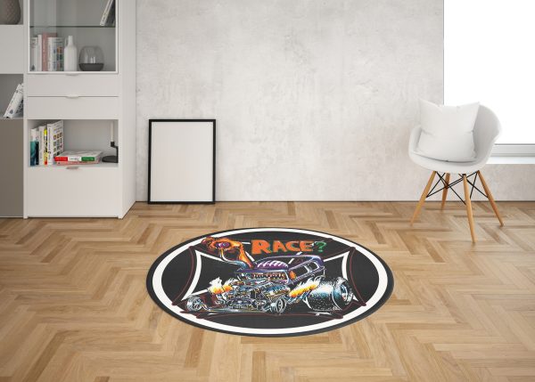 Rat Fink Hot Rod Garage Round Mat Round Floor Mat Room Rugs Carpet Outdoor Rug Washable Rugs - Image 2