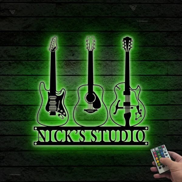 Custom Guitar Musical Instrument Metal Wall Art Led Lights, Personaliz - Image 2