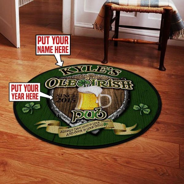 Personalized Ole Irish Pub Living Room Round Mat Circle Rug - Image 2