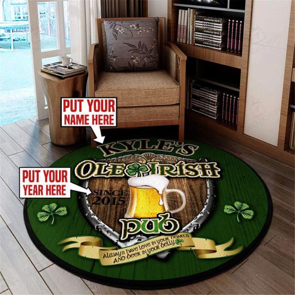 Personalized Ole Irish Pub Living Room Round Mat Circle Rug