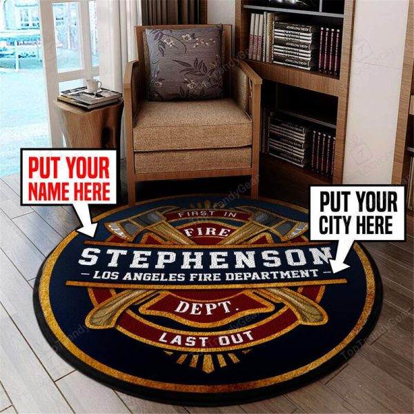 Personalized Firefighter Brotherhood Living Room Round Mat Circle Rug - Image 2