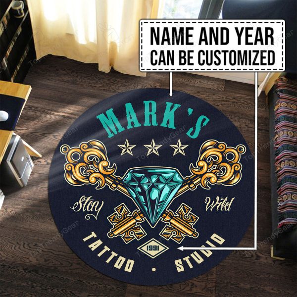 Personalized Tattoo Studio Round Mat - Image 2