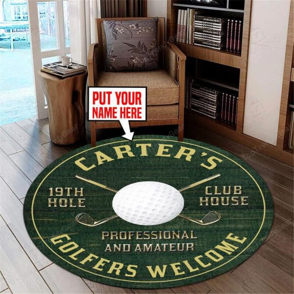 Personalized Golf 19Th Hole Club Round Mat Round Floor Mat Room Rugs Carpet Outdoor Rug Washable Rugs - Image 2