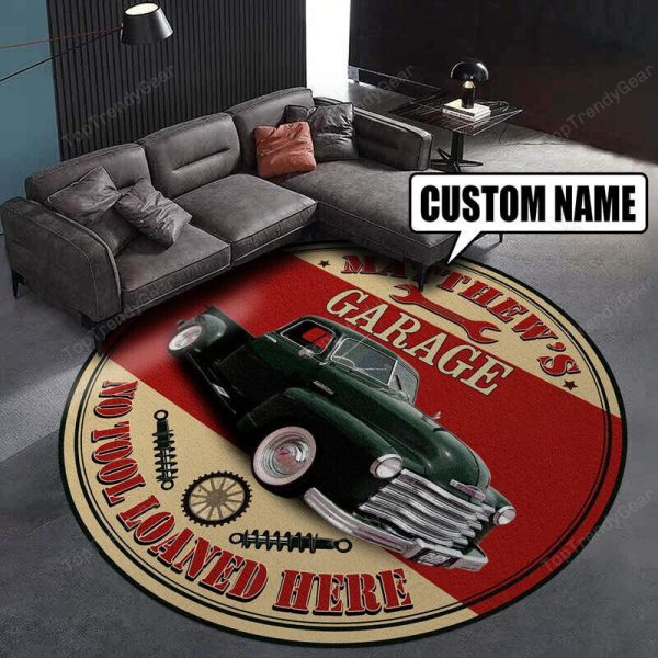 Personalized Garage Round Mat Round Floor Mat Room Rugs Carpet Outdoor Rug Washable Rugs - Image 3