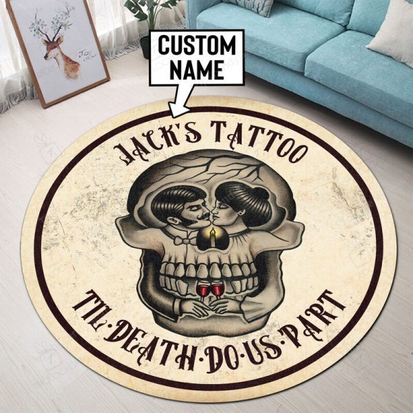 Personalized Til' Death Do Us Part Tattoo Round Mat Round Floor Mat Room Rugs Carpet Outdoor Rug Washable Rugs - Image 2